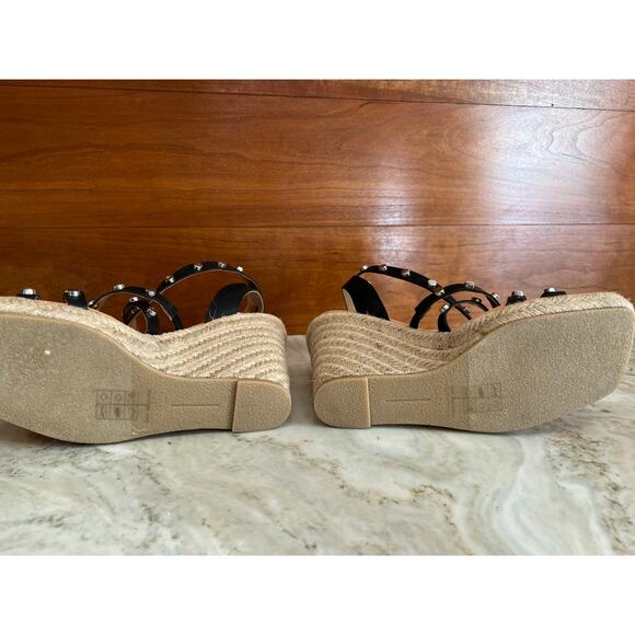 DOLCE VITA black studded Espadrille Wedge Sandals 8 - Picture 7 of 9